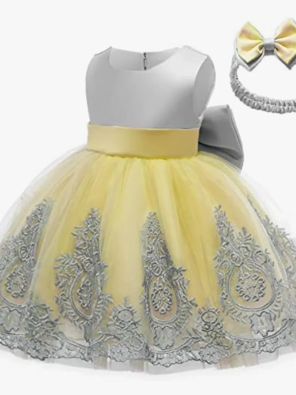 Toddler Girls Pageant Lace Embroidery Dress Party Bowknot Tutu Gown Size 4T